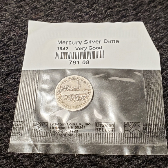 1942 Mercury Dime Coin Very Good - 1942P Mercury Dime - Picture 4 of 9